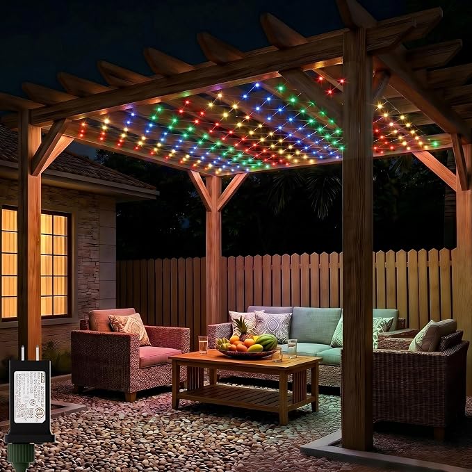 LitHome 13 x 13FT Christmas Net Lights Outdoor Mesh Lights Connectable | 8 Modes 400 LED Christmas Net Lights with Timer, Waterproof Multicolor Mesh Light Plug in for Bushes Garden Backyard Decor