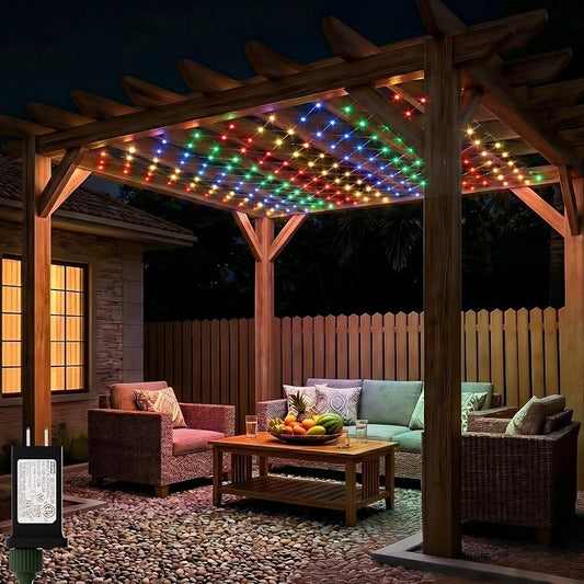 LitHome 13 x 13FT Christmas Net Lights Outdoor Mesh Lights Connectable | 8 Modes 400 LED Christmas Net Lights with Timer, Waterproof Multicolor Mesh Light Plug in for Bushes Garden Backyard Decor