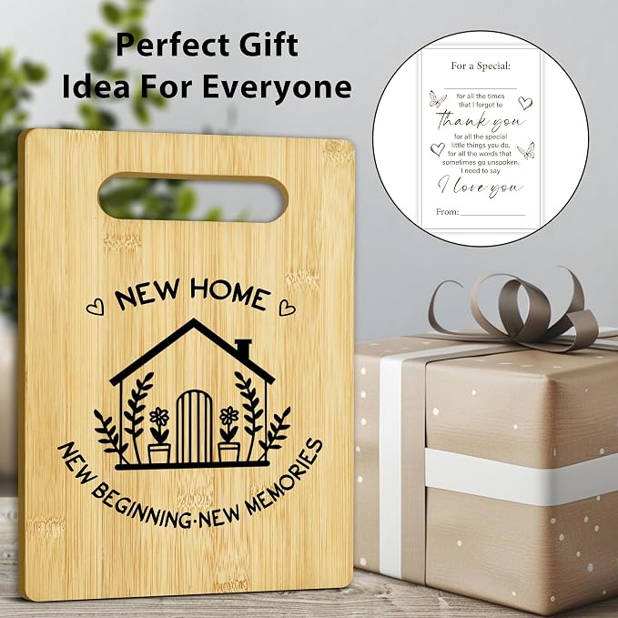 House Warming Gifts for Woman Men, New Home Bamboo Cutting Board for Kitchen, Charcuterie Board, New House Gifts for Couple Neighbor Family Friends -15