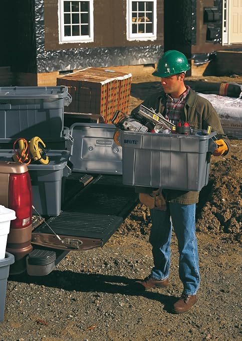 Rubbermaid Commercial Products BRUTE Tote Storage Container with Lid-included, 20-Gallon, Gray, Rugged/Reusable Boxes for Moving/Storing in Garage/Basement/Attic/Jobsite/Truck/Camping (FG9S3100GRAY)
