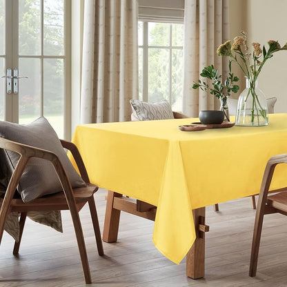 DWCN Waterproof Rectangle Tablecloth - 54 x 80 Inch - Stain and Wrinkle Resistant Washable Table Cloth, Decorative Fabric Table Cover for Kitchen Dining Room Party and Outdoor Use, Yellow