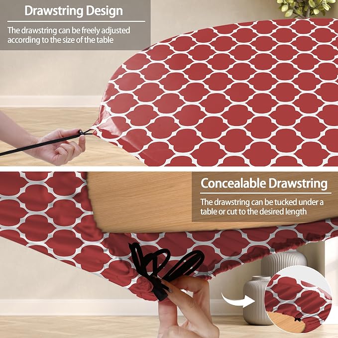 opstellen Fitted Round Tablecloth Wipeable Table Cloths Vinyl Indoor Outdoor Circle Covers for 36-44inch Table Dining Living Room Home Must Haves Gifts Summer Fall Patio Picnic Camping Garden Stuff