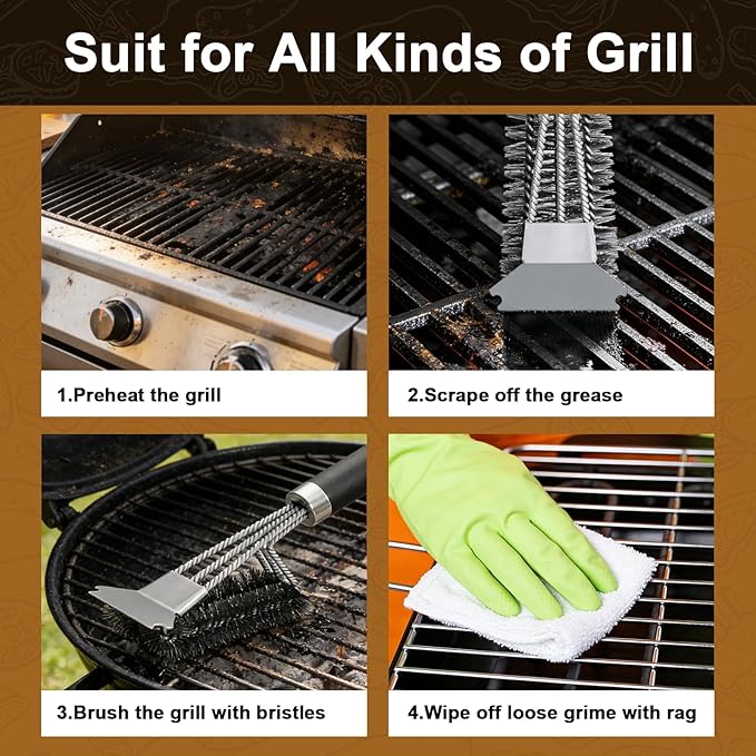 Grill Brush Outdoor Grill - Safe Barbecue Brush Cleaning Brush