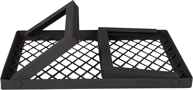Amazon Basics Heavy-Duty Portable Camping Grill Grate for Outdoor Open Flame Cooking, Foldable, Sturdy, 15.9" x 12.2", Black