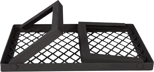 Amazon Basics Heavy-Duty Portable Camping Grill Grate for Outdoor Open Flame Cooking, Foldable, Sturdy, 15.9" x 12.2", Black
