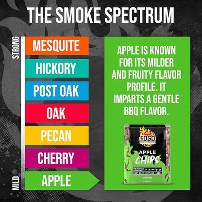 FOGO Apple Wood Chips for Grilling and Smoking, Mild Fruity BBQ Flavor for Charcoal and Gas Grills, Made in USA, 1.4 lb Bag, 6-Pack