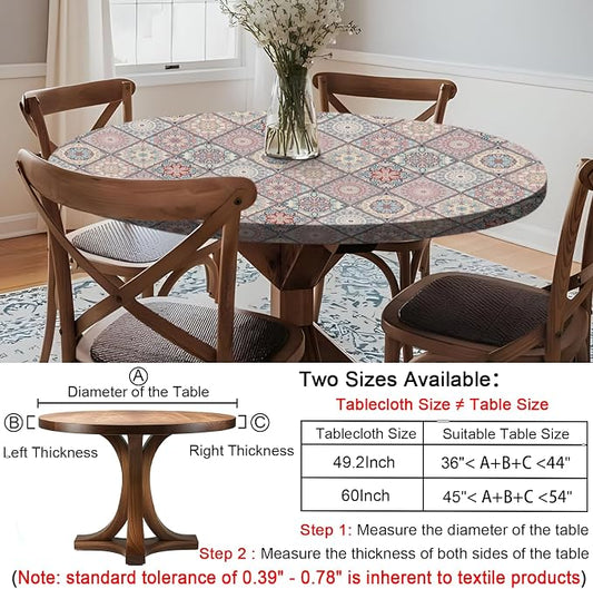 opstellen Fitted Round Tablecloth for 36-44" Tables Spring Summer Fall Rustic Stain Resistant Mantel para Mesa Redonda Kitchen Living Room Needs Campers Picnic Inside Outdoors Supplies
