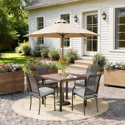 Goodgoods 19.5 x 20 Outdoor Chair Cushions Set of 4, Fade-Resistant & Water-Resistant Patio Seat Cushion Pads with Ties, 30D High-Resilience Foam for Dining Room Kitchen Chairs, Stone Gray