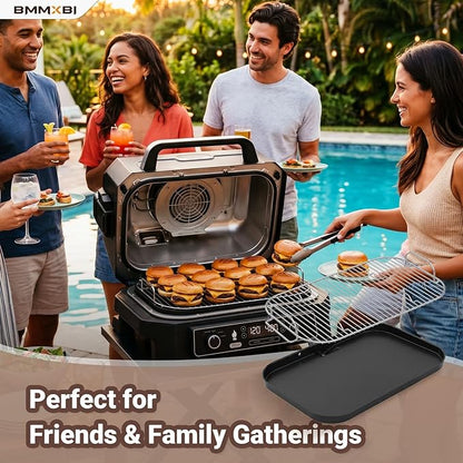 Griddle Pan with Grill Roast Stand for Ninja Woodfire OG800 OG900 Series, XSKGRIDLXL Flat Top Griddle Plate and Grill Smoke Rack for Ninja Woodfire Pro Connect XL OG850 OG951 OG901 Replacement Parts