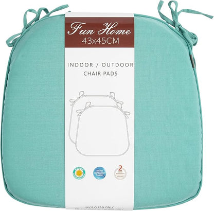 Outdoor Chair Cushions Set of 2,Patio Seat Cushion 17"x16"x2",U-Shaped Dining Chair Cushion 17 by 16 Inch,Water Resistant,Fade-Resistant Chair Pads for Kitchen Garden Furniture(Light Turquoise)