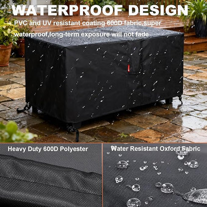 SheeChung Fire Pit Cover Rectangular 56"L x27"W x15"H,Waterproof Outdoor Fire Pit Table Cover,Heavy Duty 600D Tear Resistant Fireplace Cover for Rectangular Propane Gas Fire Pit,Deck Box Protector