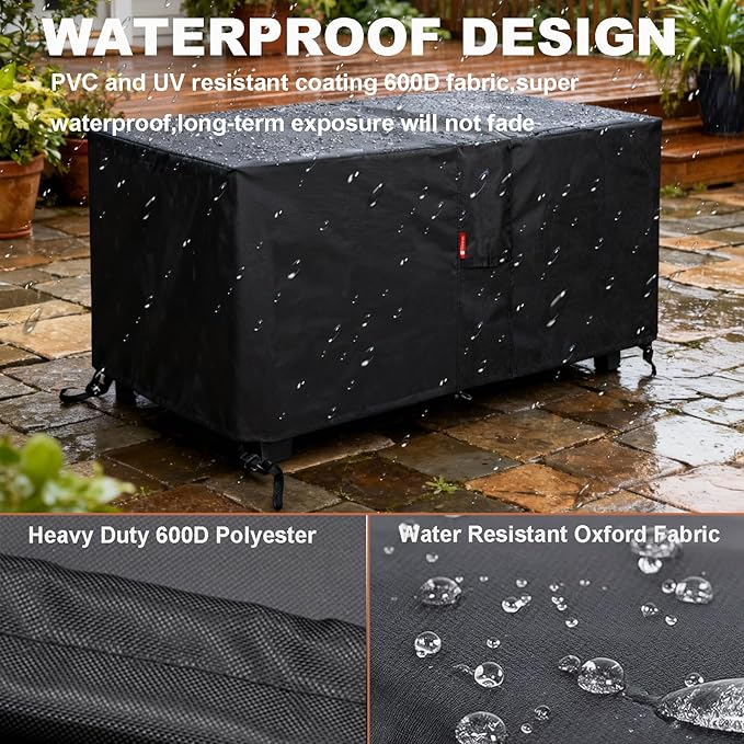SheeChung Fire Pit Cover Rectangular 42"L x 24"W x 24"H,Waterproof Heavy Duty 600D Outdoor Table Firepit Cover,Gas Fire Pit Table Covers Outside with Buckle,Drawstring and Air Vent,Fading Resistant
