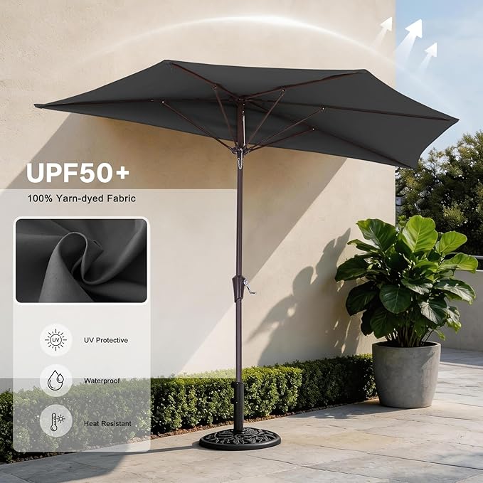 ABCCANOPY Patio Umbrella 10FT - Outdoor Half Umbrellas for Patio, Backyard, Garden, Deck (Deep Gray)