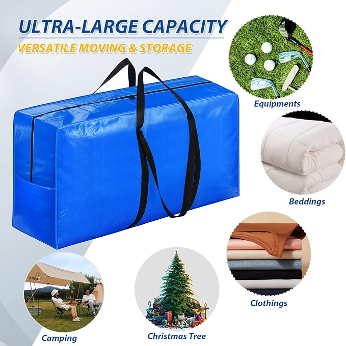Extra Large Storage Bags, XXL Jumbo Large Moving Bags Heavy Duty | Clothes Storage Totes Bins Moving Boxes Supplies, Foldable Travel Duffle Bag,7.5 Ft Christmas Tree Bag, 50x23x15 inch