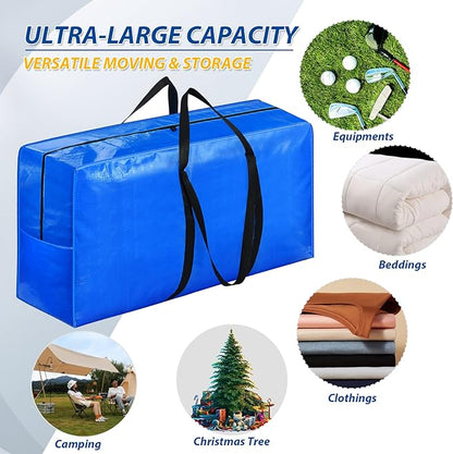 Extra Large Storage Bags, 194 Gallon XXL Jumbo Large Moving Bags Heavy Duty | 2 PACK Clothes Storage Totes Bins Moving Boxes Supplies, Foldable Travel Duffle Bag, Christmas Tree Bag, 68x30x22 inch