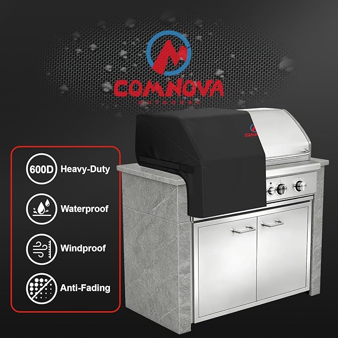 Comnova Built-in Grill Cover for 48 Inch - 600D Island BBQ Grill Top Covers Heavy Duty & Waterproof, Premium Built in Barbecue Cover for Char-Broil, Napoleon, Bull, Weber and More - 48 x 29 x 26 Inch