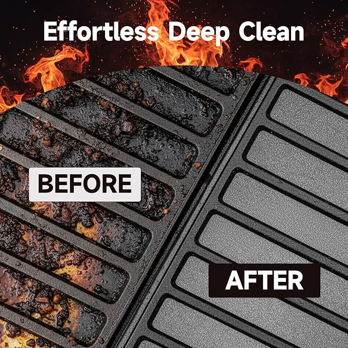 BBQ Grill Brush for Outdoor Grill Accessories with Stainless Steel Scraper Grill Brush Bristle Free Flat Top Grill Cleaner BBQ Cleaning Brush for All Grill Types