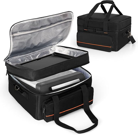 samdew Double-layer Grill Carrying Bag, Grill Cover Compatible with Ninja GR101 Sizzle Smokeless Indoor Grill & Griddle, Padded Grill Storage Case for Grill Plate & Accessories Tools, Bag Only