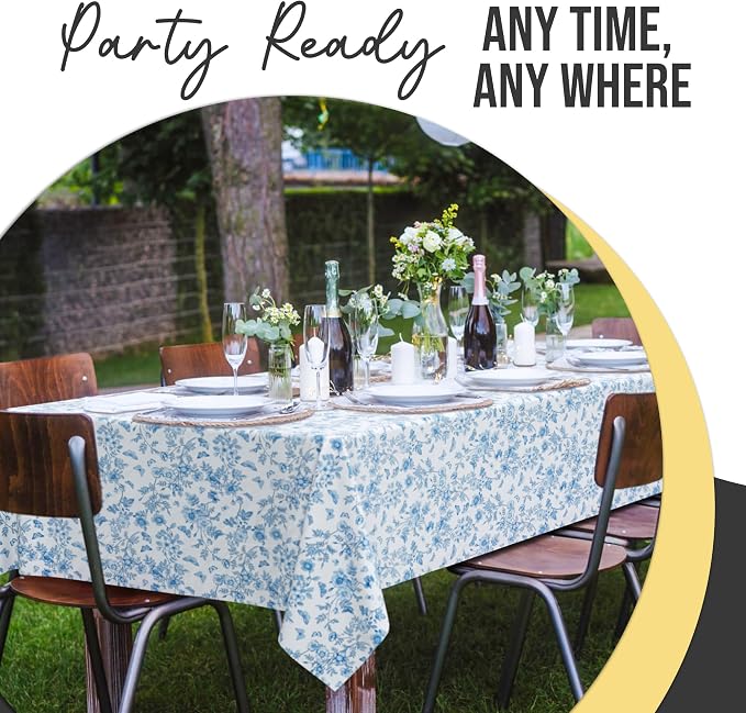 Exquisite 66% Thicker Floral Plastic Tablecloth Rectangle 54x108 Inch 6 Pack - Botanical Disposable Summer Table Cloth Tea Party Decorations - Greenery Table Cover Bridal Shower Wedding Spring