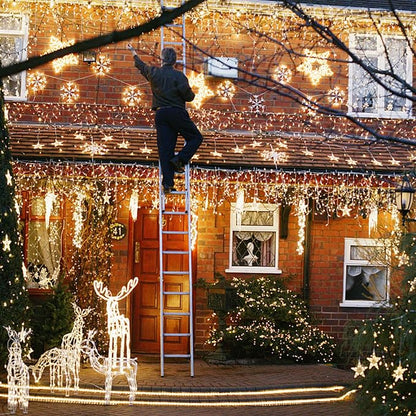 JMEXSUSS Christmas Icicle Lights for Outside,800 LED Warm White | Icicle Lights Plug in Outdoor Waterproof , String Lights for House Eave Wedding Party Christmas Decoration