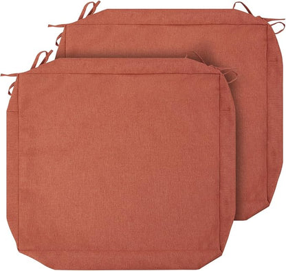 Magpie Fabrics Indoor Outdoor Cushion Cover Replacement 2 Pack, NO Insert! Water Repellent Slipcover with Ties Decor for Patio Garden Chair Sofa Bench Wicker(Coral, 24x22x4 Inch)
