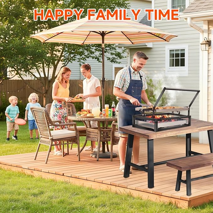 Tabletop Rotisserie Grill - Compact 360° Rotating Charcoal BBQ for Balcony & Camping, Detachable Ash Pan (KA-6166T)