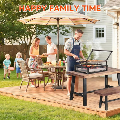 Tabletop Rotisserie Grill - Compact 360° Rotating Charcoal BBQ for Balcony & Camping, Detachable Ash Pan (KA-6166T)