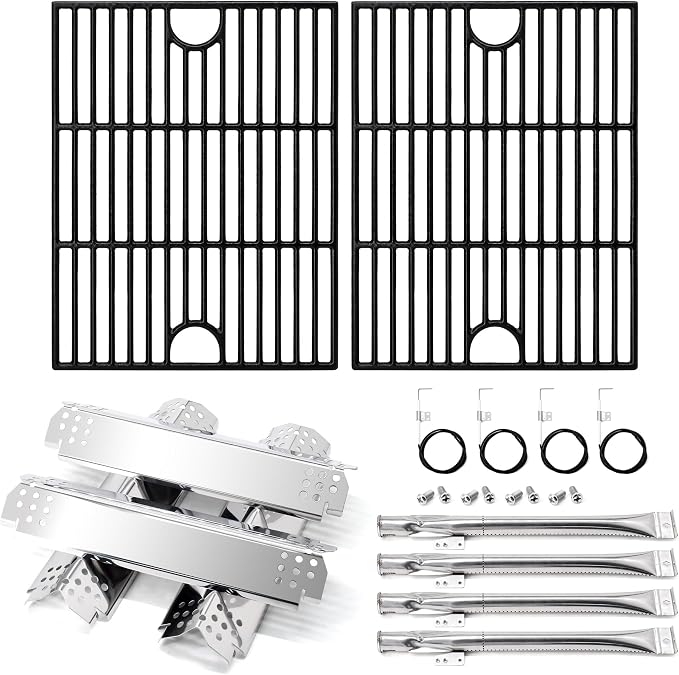 Replacement Parts for Nexgrill 4 Burner 720-0830H, 720-0783E, 720-0830D, 720-0958A, Cast Iron Grill Grates, Heat Plates, Burners and Igniters Kit for Nexgrill Replacement Parts 4 Burner