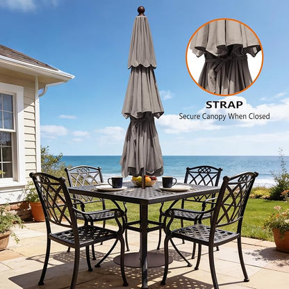 EliteShade USA 10-Year-Non-Fading 10ft 3-Tier Market Patio Umbrella, Commercial Grade Outdoor Table Umbrella with Crank Open, Windproof & UPF 50+ UV Protection, Heavy Duty Ventilation for Garden, Deck, Pool, Backyard, Beach & Bistro, No Tilt, Taupe