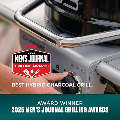 Charbroil 3-in-1 Dual Fuel Outdoor Bistro Pro Electric Grill & Griddle + Charcoal Mode BBQ, Black - 25302145