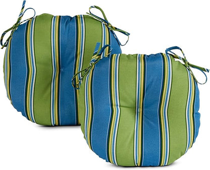 Greendale Home Fashions Belize Stripe Outdoor 15-inch Bistro Seat Cushion, Set of 2