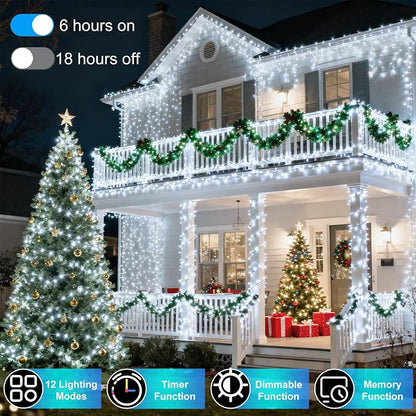 750 LED 240FT Christmas String Lights Outdoor, 12 Pro Modes with Timer | with Memory & Brightness, Plug-in Waterproof Clear Wire Twinkle Light for Xmas Yard Tree Wedding Party Decor (Cool White)