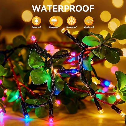 Solar String Lights Outdoor Waterproof 2 Pack Total 66ft 200LED Multicolor | 8 Modes Twinkle Lights Solar Fairy Lights for Patio, Garden Yard Party Wedding Tree Christmas Halloween Decoration