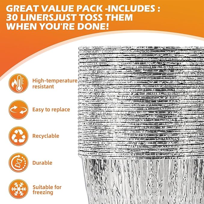 30-Pack Grease Liner and 1 Pack Sliver Bucket, Grill Drip Cups Compatible for Traeger Pro Series 575/780, 22/34 Series, Grill Accessories and Drip Tray Liner