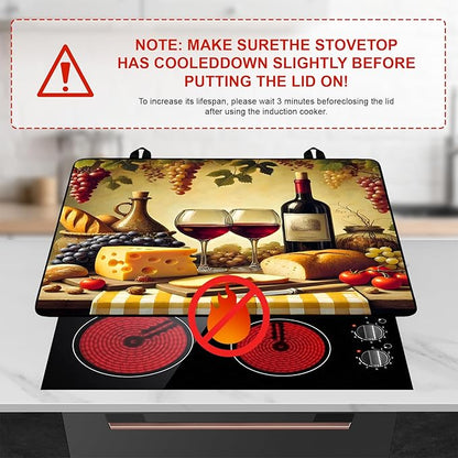 Wine and Food Stove Top Cover Retro Flower Gas Stove Top Cover for Home Decoration Kitchen Pad Non-Stick Washable Cooktop Covers Countertop Protector Keep Stove Clean 28"x20"