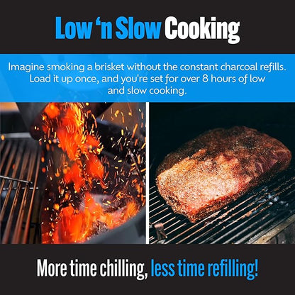 Slow 'N Sear® Deluxe Charcoal Basket Insert for 22" Weber Kettle Grills – Patented Stainless Steel Two-Zone Cooking Accessory with Removable Water Reservoir for Low & Slow Smoking and Searing