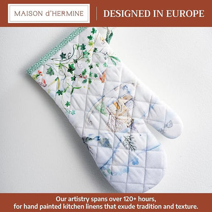 Maison d'Hermine Oven Gloves 100% Cotton Oven Mitt (7" x 13", Pack of 1) | With Loop Heat Resistant BBQ Cooking Gloves Baking Kitchen Handling Hot Pans Thanksgiving Christmas - Snowy World