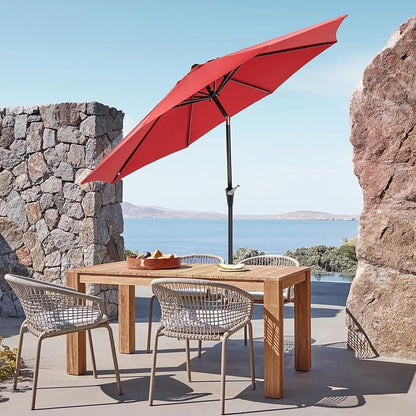 OLIXIS 9ft Patio Table Umbrella, Outdoor Patio Umbrella with Tilt for Pool | 9 Feet Patio Umbrella with Crank Button 8 Sturdy Ribs, Waterproof Sun Shade Umbrella for Market Beach Terrace Restaurant