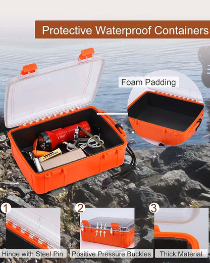 Dry Box for Boat Floating Waterproof Containers for Kayaking & Boating - Crushproof Waterproof Storage Case for Phones Drybox with Rope & Steel Hinges