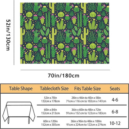 TKS MITLAN Tablecloth Green Plant Table Cloth Rectangle Table 52 x 70 Inch Cactus Flowers Exotic Mexican Kitchen Decorations for Home Dinner Party