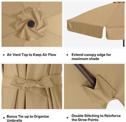 MASTERCANOPY Valance Patio Umbrella 9 ft Replacement Canopy for 8 Ribs-Khaki Canopy Only