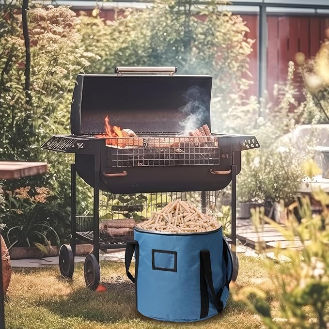 3 Pcs 20lbs Fuel Pellet Storage Bag - Stay Dry Pellet Bin with Anti Shock Cotton Layer(Dark Blue and Black)