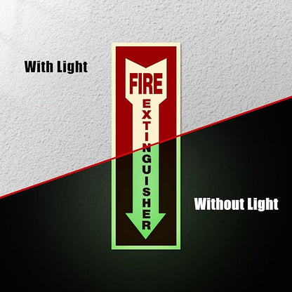 Fire Extinguisher Signs,Safety Sign Sticker glow in the dark 12 Pack 4" X 12" Durable Self Adhesive, Waterproof and UV Protected,for Home, Office or Boat