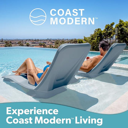 Coast Modern in Pool Lounge Chair - Waterproof & Weighted Chaise Lounger - Outdoor Pool Furniture for Patio or in Baja Shelf - Stone Blue
