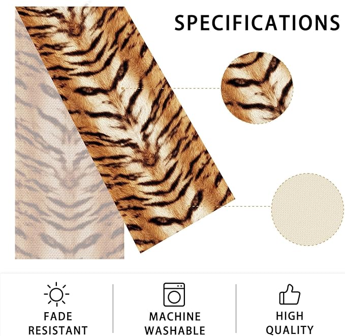 Tiger Print Table Runner,Dining Decor for Kitchen Coffee Table Family Dinners Holiday Parties Wedding Events Decor(13x72 inch)