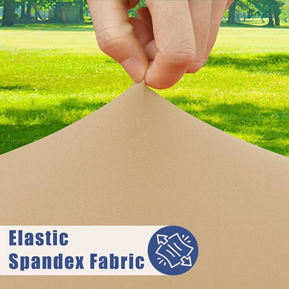 Moosfor 2 Pack Rectangle Spandex Fitted Table Cloth, 8FT Elastic Tablecloth | Washable Picnic Table Cover, Stretch Waterproof Table cloths for Party, Patio, Dining, Kitchen, 30" x 96", Dark Khaki