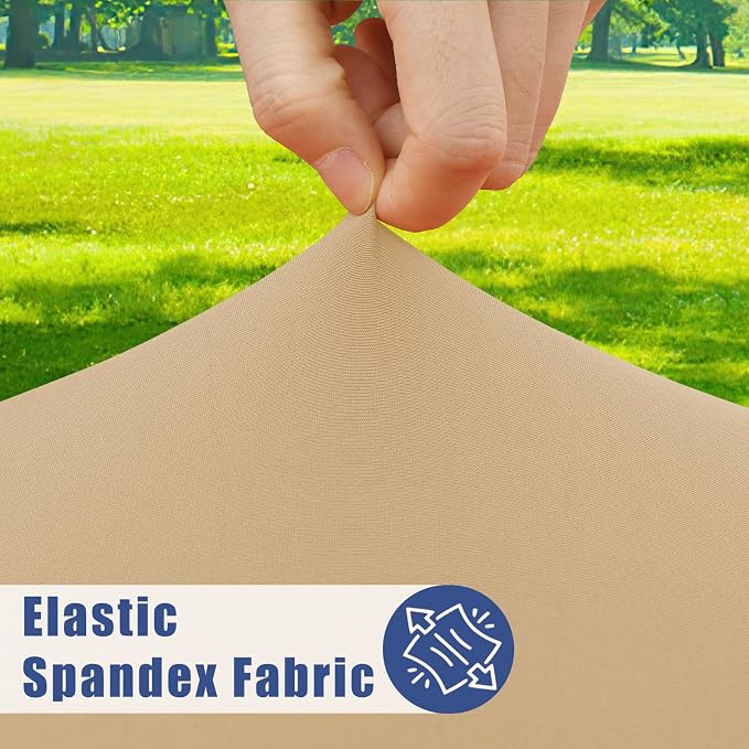 Moosfor Spandex 6 Foot Rectangle Table Cloth, Elastic Fitted Tablecloths for Picnic, Stretch Washable Patio Table Cover for Outdoor, Camping, Banquet and Parties (Dark Khaki, 30"x72")