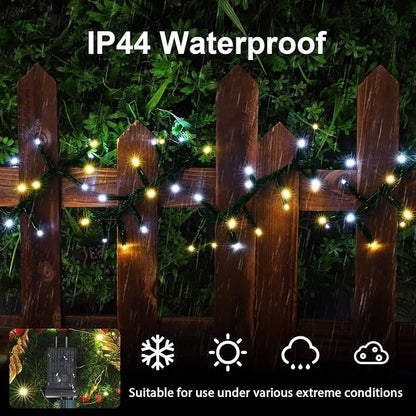 500 LED String Lights - Outdoor/Indoor Plug-in Twinkle Fairy Lights, 46ft 500LED, Warm White & White
