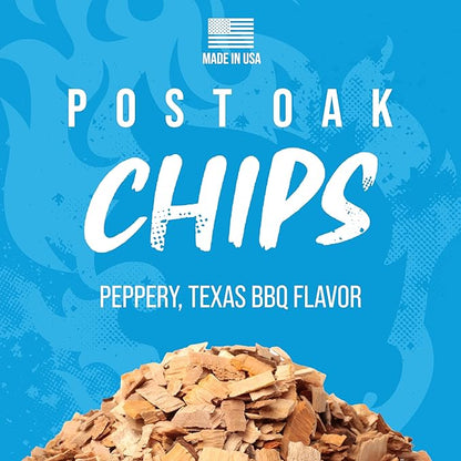 FOGO Post Oak Wood Chips for Grilling and Smoking, Bold Texas BBQ Flavor for Charcoal and Gas Grills, Made in USA, 1.4 lb Bag, 6-Pack