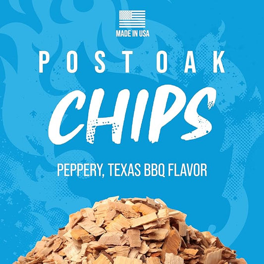 FOGO Post Oak Wood Chips for Grilling and Smoking, Bold Texas BBQ Flavor for Charcoal and Gas Grills, Made in USA, 1.4 lb Bag, 6-Pack